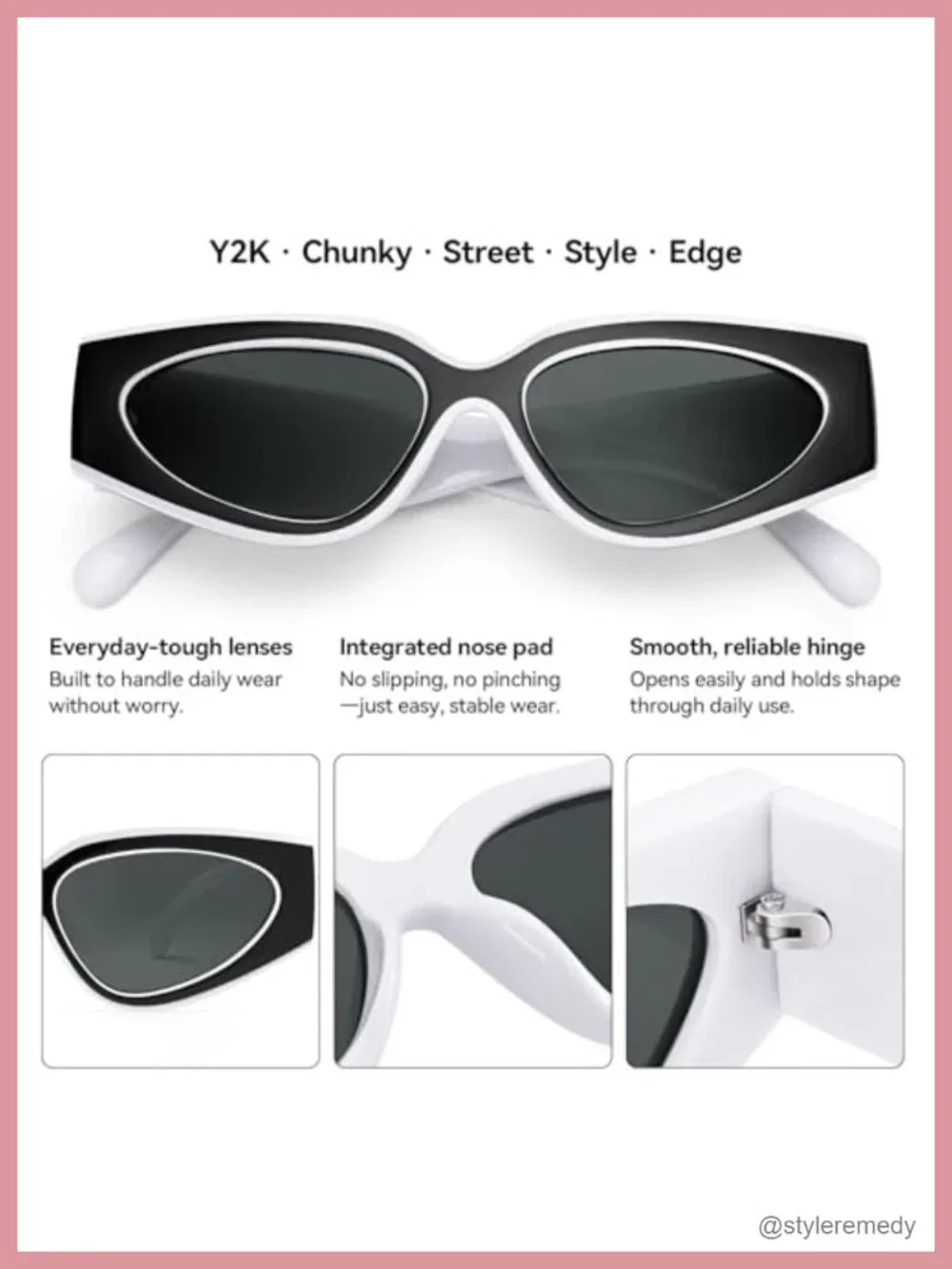 Oversized Cat Eye Sunglasses Women Retro 90s UV Protection